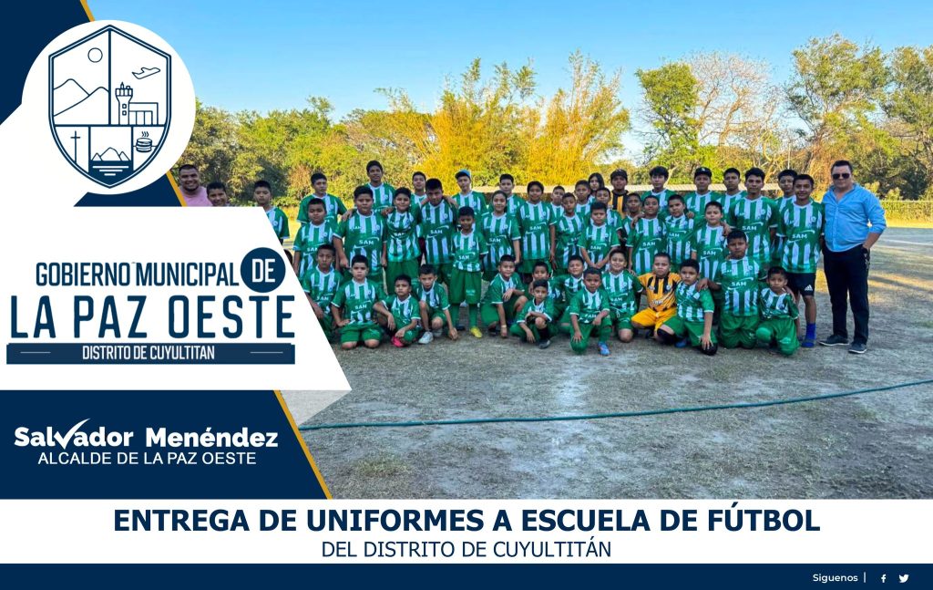 Entrega oficial de uniformes deportivos a la Escuela de Fútbol Municipal de Cuyultitán