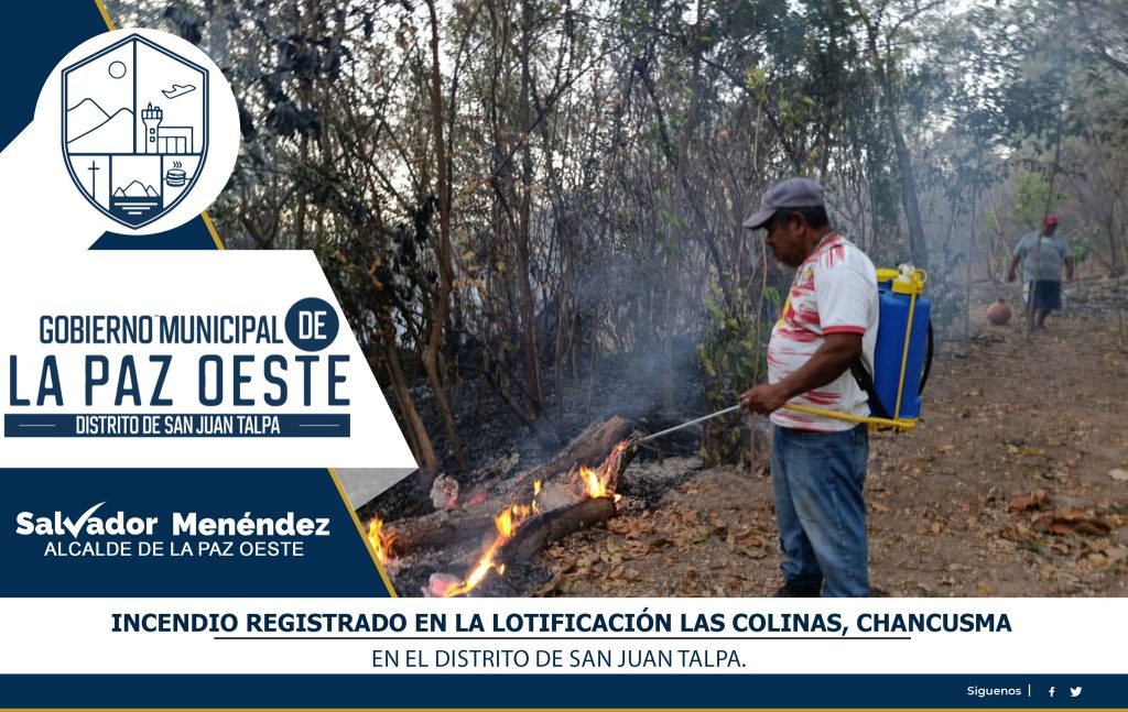 Incendio registrado en la lotificación las Colinas, Chancusma