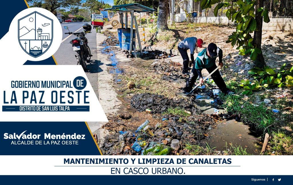 Mantenimiento y limpieza de desagües en diversos sectores de San Luis Talpa