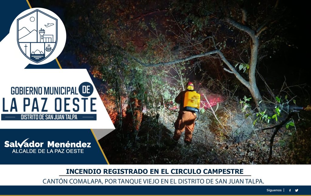 Incendio registrado en el Circulo Campestre, cantón Comalapa